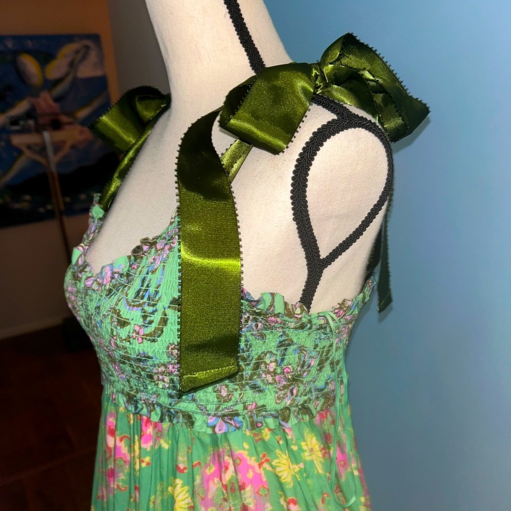 Floral Green and Pink Maxi Dress - Picture 2 of 5